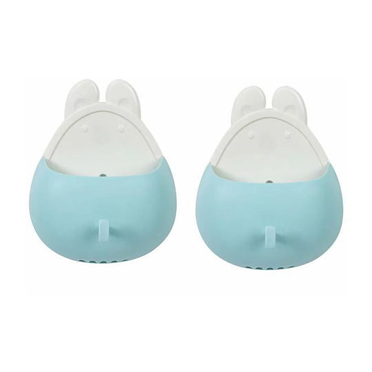 BetterLife Rabbit Shaped Wall Storage Box Bathroom Toothpaste Toothbrush Holder Free Punching Storage Box Strong Blue Drain 2