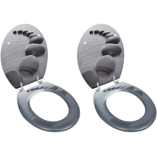ToileSeats with Hard Close Lids 2 pcs mdf Stones
