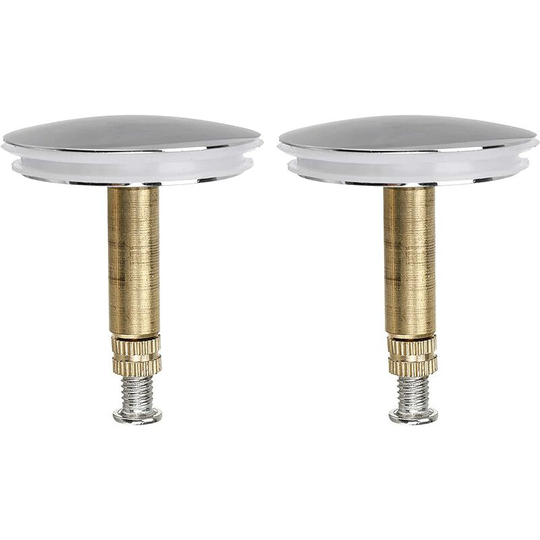 2 Pcs Bath Plug Sink drain Plug, Bathroom Kitchen Universal Basin Plug Stopper Adjustable Pop up Seal Bathtub Plug,Copper Chrome Finish, 70mm/43mm