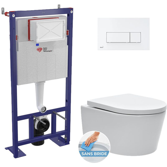 Swiss Aqua Technologies Toilet set self-supporting frame + SATrimless with invisible fixings + Softclose seat + flush Plate (SMART-SATrimless-4)