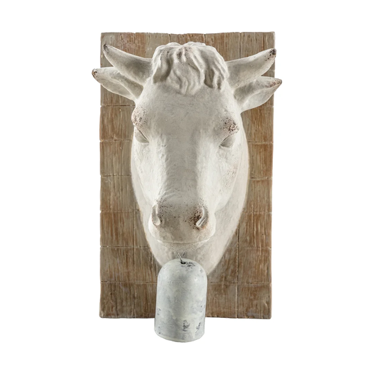 Cow Bust with Bell Wall Décor