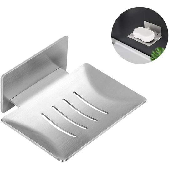 Perlerare - Self Adhesive Soap Dish Stainless Steel Self-Draining Soap Dish Rust Resistant for Bathroom Kitchen Shower