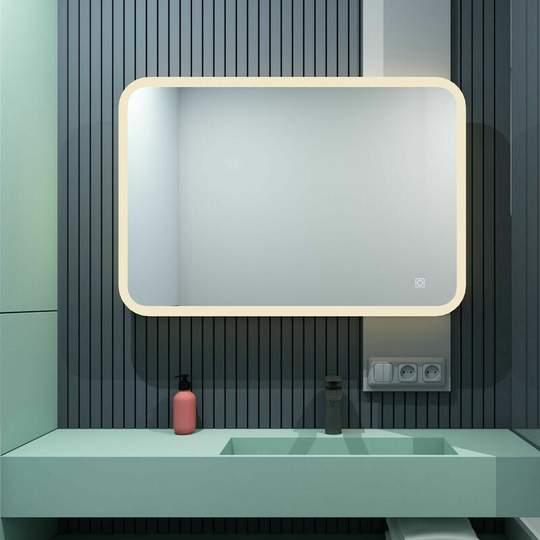 Miqu - 800 x 600mm Bathroom Mirrors with led Lights Illuminated Backlit Wall Mount Light Up Mirror Dimmable Switch Demister Heated Pad