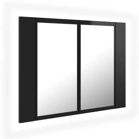 LED Bathroom Mirror Cabinet High Gloss Black 60x12x45 cm Acrylic vidaXL - Black