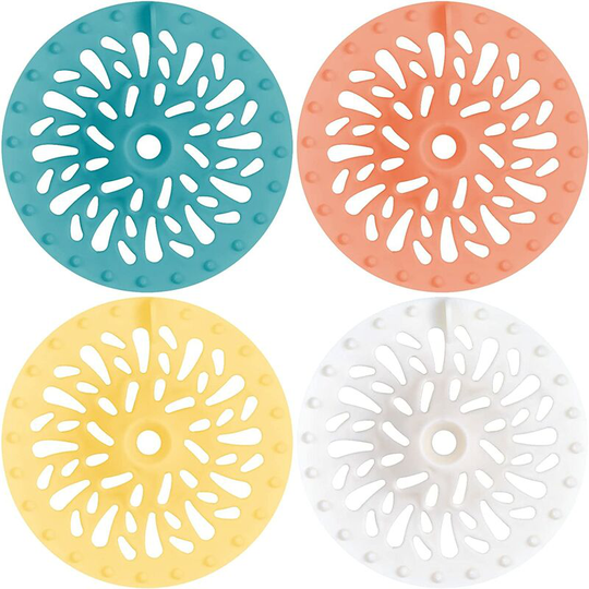 Betterlife 4 Pieces Sink Filter, Silicone Hair Filter, Shower Drain Covers, Drain Protector, Silicone Drain Filter for Kitchen, Bathroom, Tub