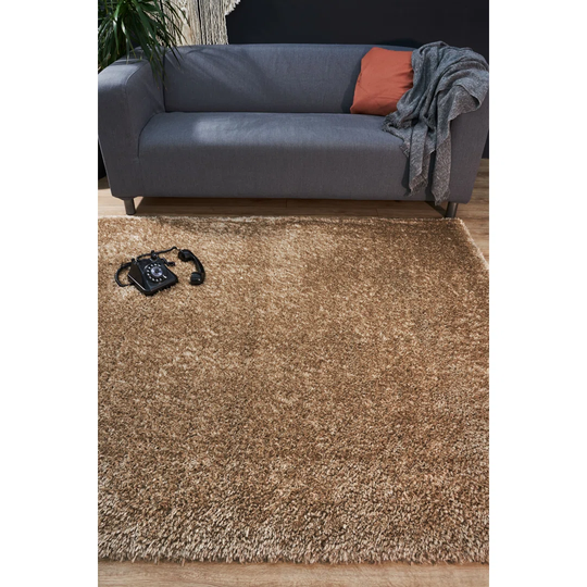 Symple Stuff Washington Brown Shaggy Cotton Machine Made Area Rug
