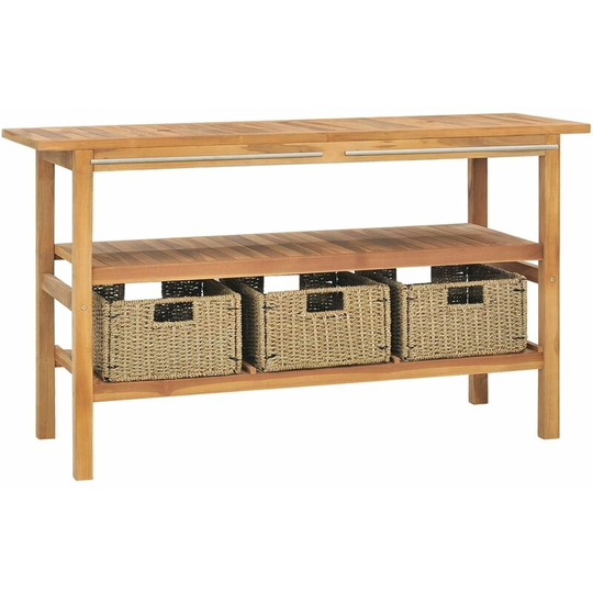 Vidaxl - Bathroom Vanity Cabinet with 3 Baskets Solid Wood Teak 132x45x75 cm Brown