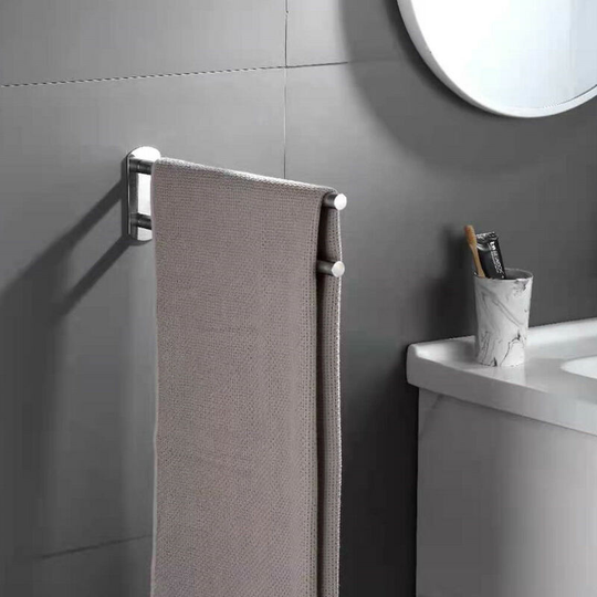 Stainless steel towel holder without punch bathroom double towel bar bathroom (Double brushed rod) 40cm