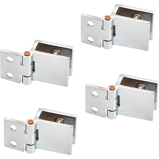 4pcs Glass Door Hinge Clip, Kitchen Cabinet Glass Door Hinge, Showcase, Shower, Cabinet Door Opening Angle Stainless Steel Bracket