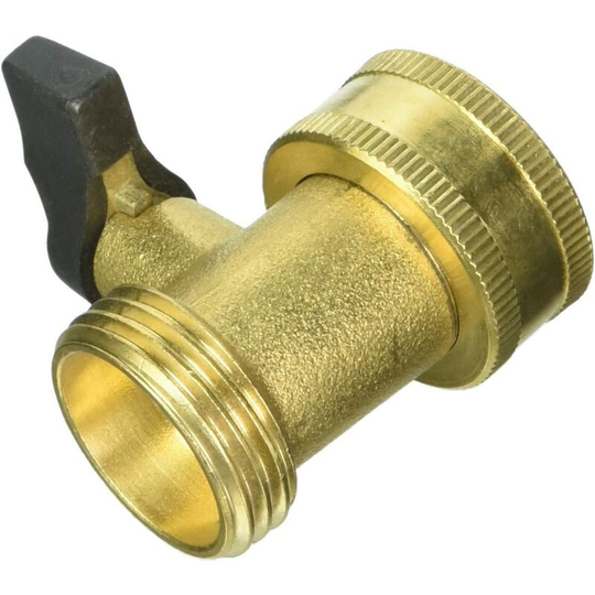 03V Heavy Duty Brass Garden Hose Connector with Shut Off Valve Single Brass Water Hose Parts 3/4 Inlet and Outlet Thread with Comfort Grip to Control