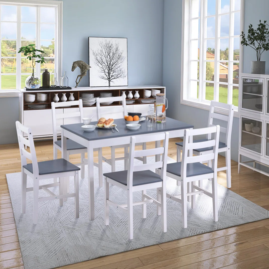 Vannes 6 - Person Pine Solid Wood Dining Set
