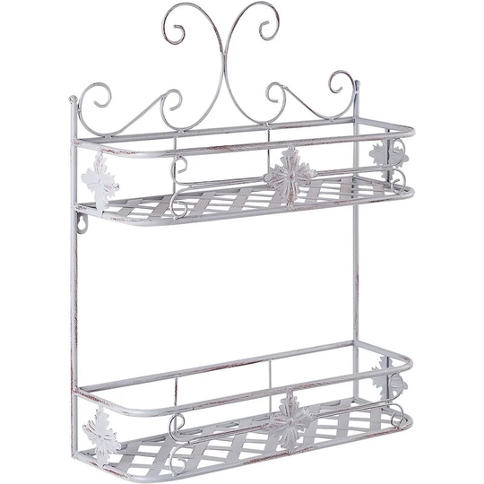 Beliani - Vintage Style 2-Tier Metal Bathroom Wall Floating Shelf Grey Marayes - Grey