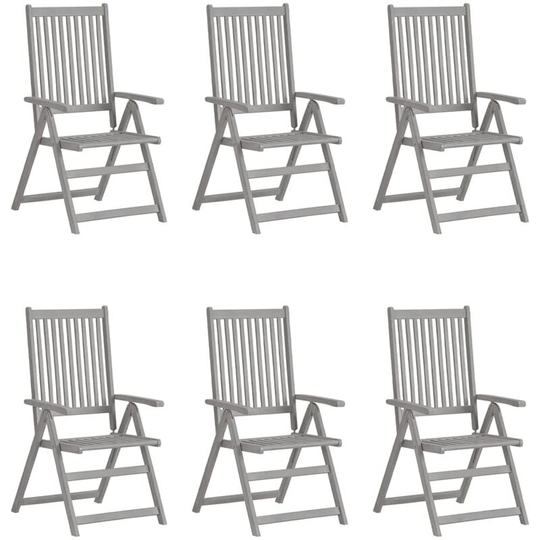 Garden Reclining Chairs 6 pcs Grey Solid Acacia Wood Vidaxl Grey