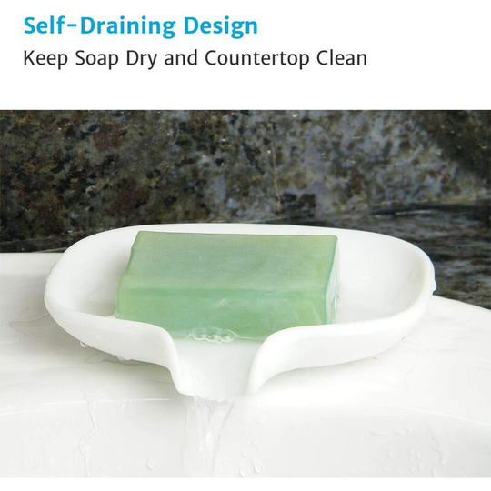 3 Pack Silicone Soap Dish with Drain, Bar Soap Holder for Shower/Bathroom, Self Draining Waterfall Soap Tray/Saver for Kitchen, Keep Soap Dry, Ea