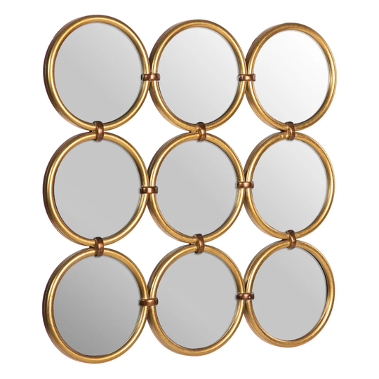 Nell Square Metal Framed Wall Mounted Accent Mirror in Gold