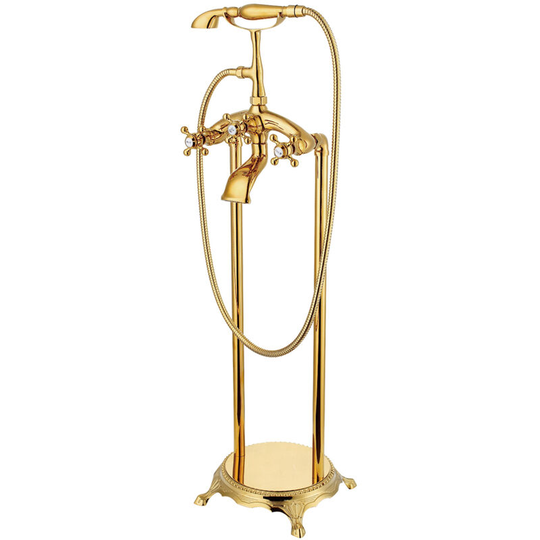 Maddalena golden brass pedestal bath mixer tap
