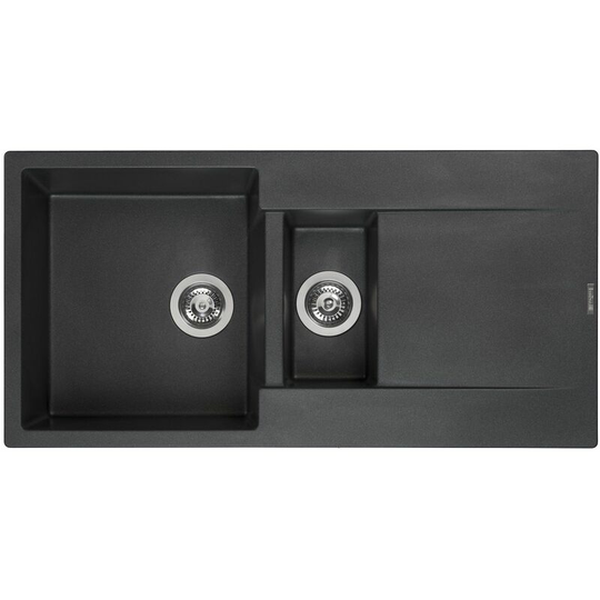 Reginox Amsterdam 15 Granite Single Bowl Kitchen Sink Black Silver