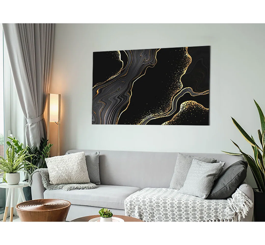 Black And Gold Flakes - Unframed Graphic Art on Metal