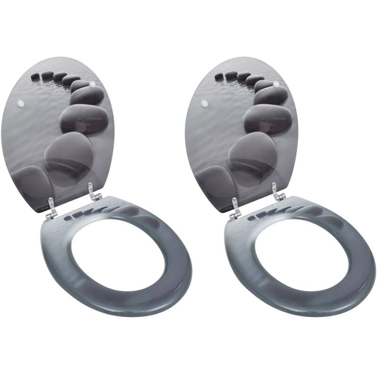 Toilet Seats with Lids 2 pcs mdf Stones - Multicolour