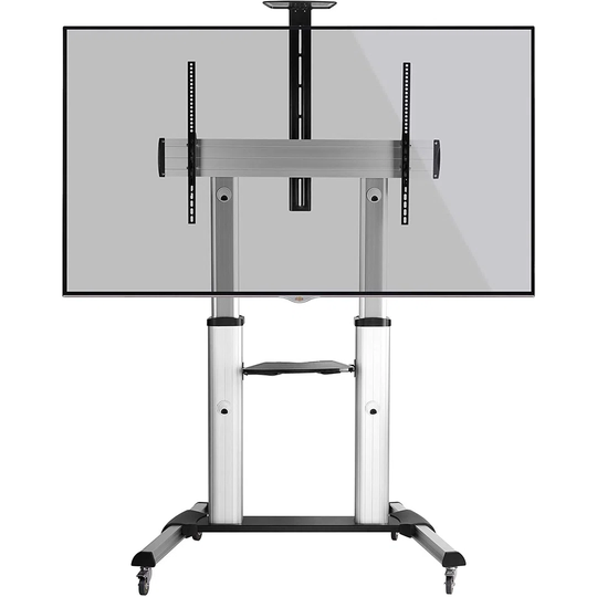 Arradene Premium Black Floor Stand Mount for Greater than 50" Screens with Shelving, Holds up to 100 kg.