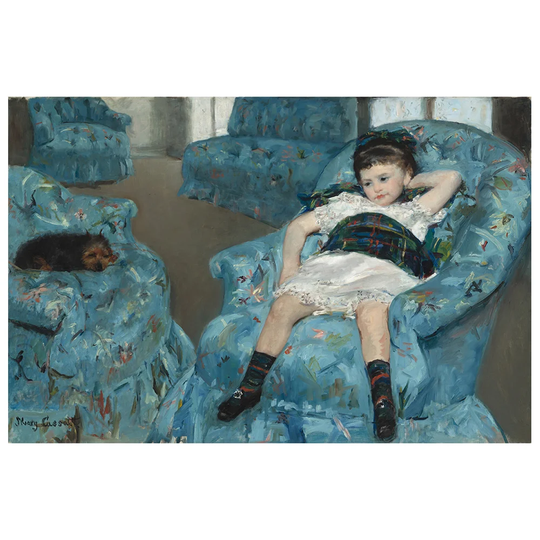 'Little Girl in a Blue Armchair' by Mary Cassatt - Wrapped Canvas Painting Print