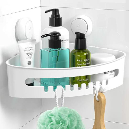 No Drilling Suction Cup Corner Shower Shelf Removable Bathroom Shelf No Drilling Shower Caddy for Bathroom Kitchen Bedroom Living Room Triangle