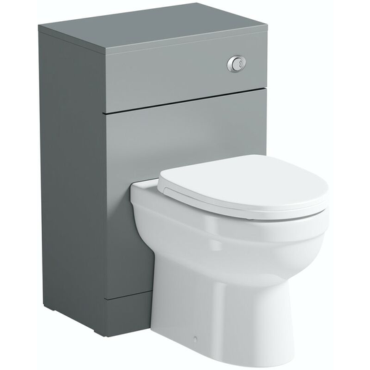 Elsdon stone grey back to wall unit and Eden toilet with soft close seat - Grey - Orchard