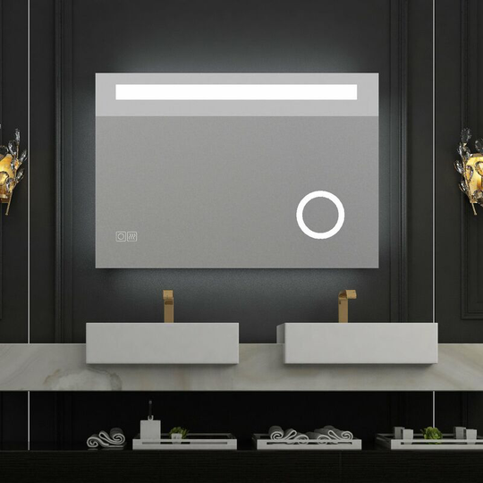 Lisa - 1000x700mm Bathroom Mirrors with Shaver Socket 3X magnifier led Lights Illuminated Backlit Wall Mount Light Up Mirror 3 Color Dimmable Anti