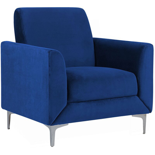 Modern Retro Upholstered Club Chair Armchair Velvet Fabric Navy Blue Fenes - Blue