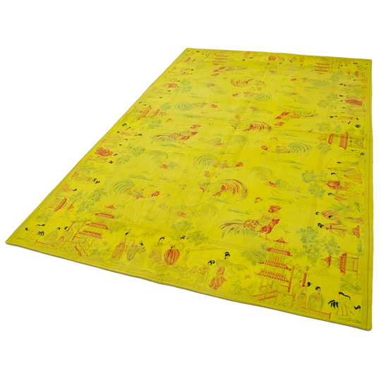 Eckhardt Needlepoint Hand Knotted Cotton/Wool Yellow Rug