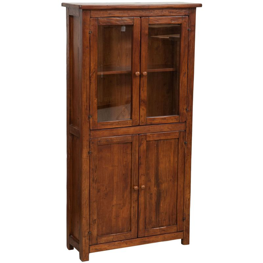 Handcrafted solid wood linden display hutch cabinet. Made in Italy