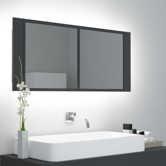 Led Bathroom Mirror Cabinet Grey 100x12x45 cm