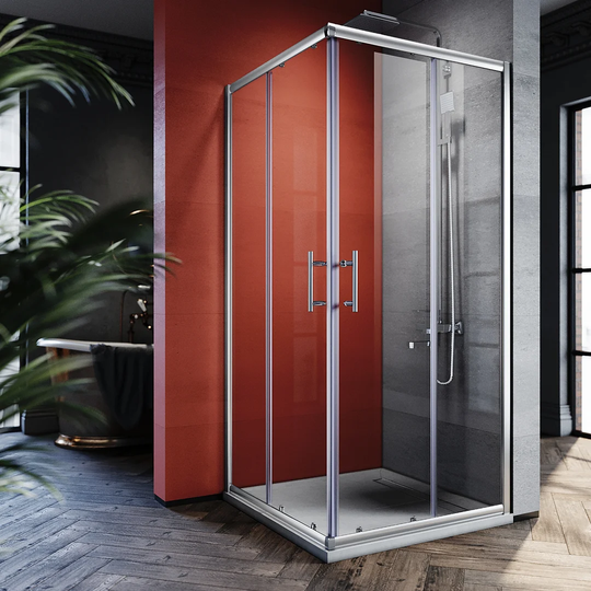 Scullion Framed Tempered Glass Double Sliding Shower Door