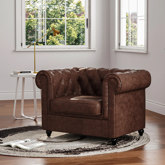 Bivens 109Cm W Genuine Leather Chesterfield Chair