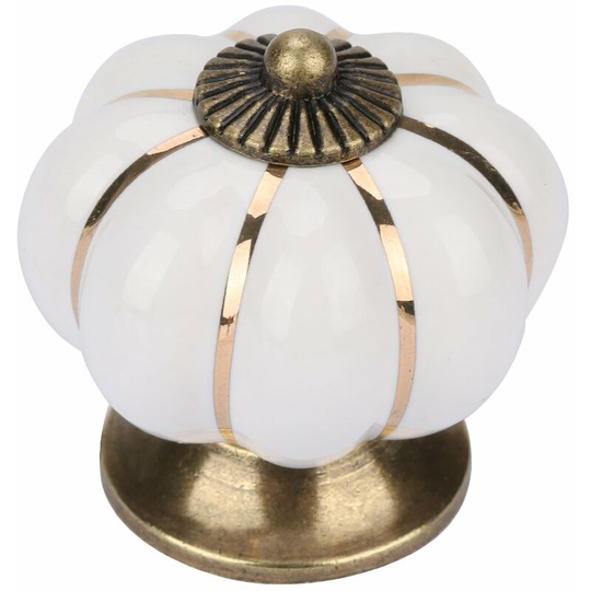 Ceramic Pumpkin Knobs European Style Handle Pull for Room Cabinet Drawer Furniture (White)