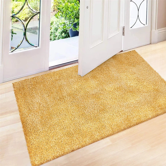 Laban Solid Colour Shaggy Ochre Indoor / Outdoor Area Rug