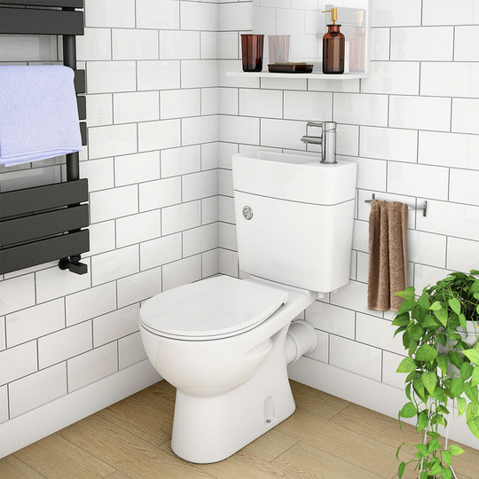 Neshome - 2 in 1 Compact Basin and Close Couple Toilet Combo Space Saver