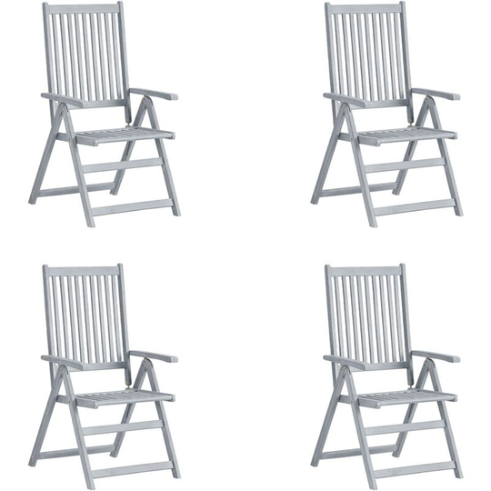 Garden Reclining Chairs 4 pcs Grey Solid Acacia Wood FF3065517_UK - Topdeal