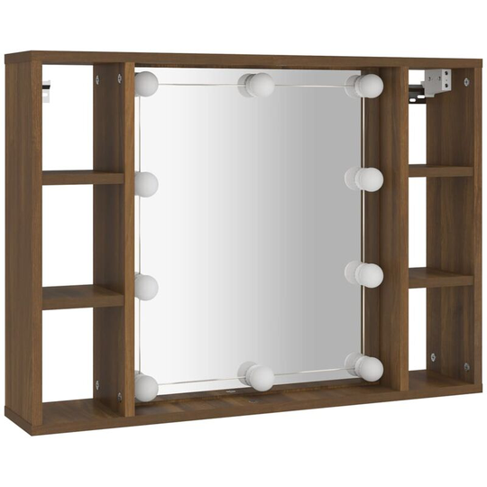 Vidaxl - Mirror Cabinet with led Brown Oak 76x15x55 cm Brown