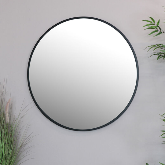 Round Black Wall Mirror 80cm x 80cm - Black