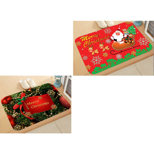 Sunflowergb - Christmas New Year Festive Santa Claus Elk Floor Mat Bedroom Home Bathroom Absorbent Non-Slip Mat,A