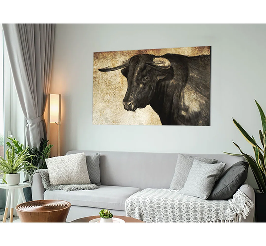 Bull Horns - Unframed Painting on Metal