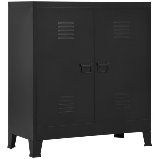 Filing Cabinet Industrial Black 90x40x100 cm Steel - Black