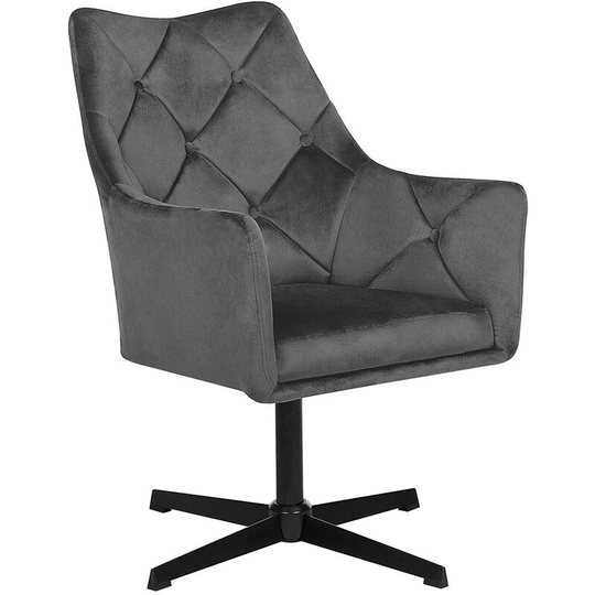 Beliani - Glam Velvet Fabric Armchair Sloped Arms Tufted Back Dark Grey Vaksala - Grey