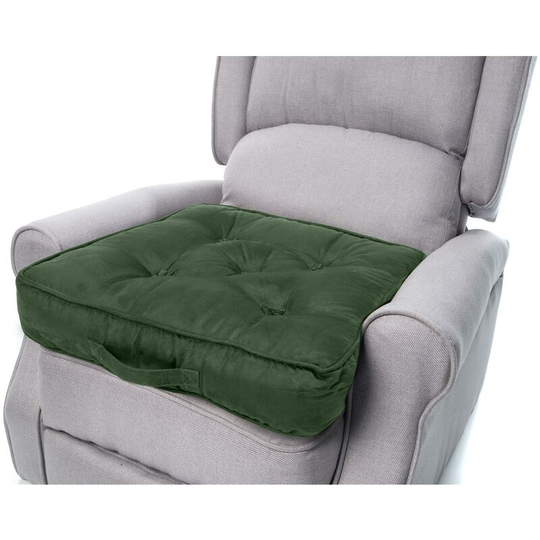 Armchair Booster Comfortable Living Room Faux Suede Cushion 4' Thick Seat Pad, Green - Loft 25