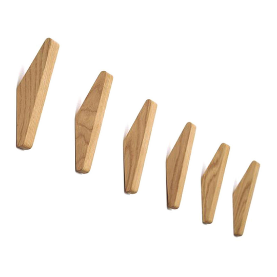 Set of 6, Natural Beech Wood Hooks, Wall Mounted Single Wall Wooden Hook Rack, Home Clothes Hat Hanger Towel Holder Vintage Handmade Crafts