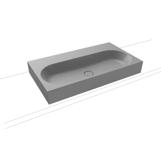 Centro Cool Grey Steel Enamel Rectangular Countertop Bathroom Sink