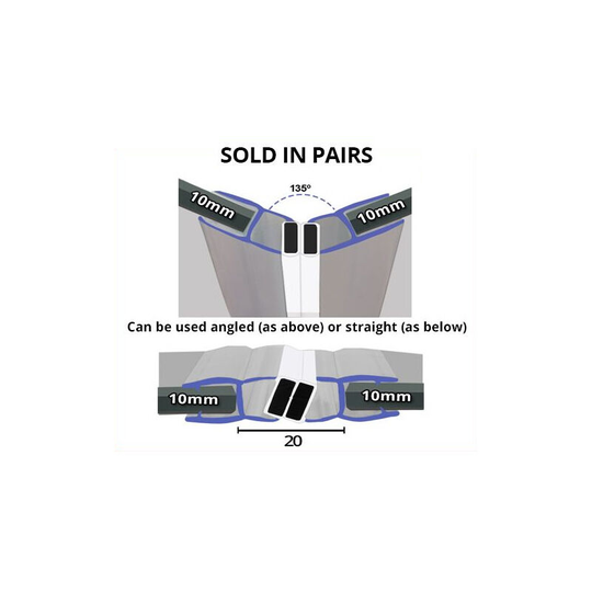 Magnetic Shower Seal for Screens or Doors | Fits 10mm Glass | Sold as Pairs | MAG003 (200cm) - Clear