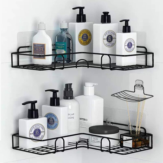 Shower Shelf,Corner Shower Caddy with Hooks/Soap Tray, Bathroom Storage Shelf, Adhesive Wall Mounted Bathroom Shelf, Shower Storage, Dorm and Kitchen