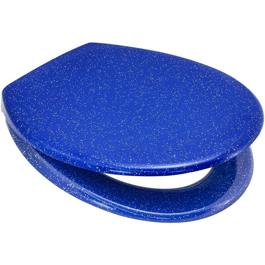 Universal glitter blue toilet seat with soft close and quick release - Blue - Accents